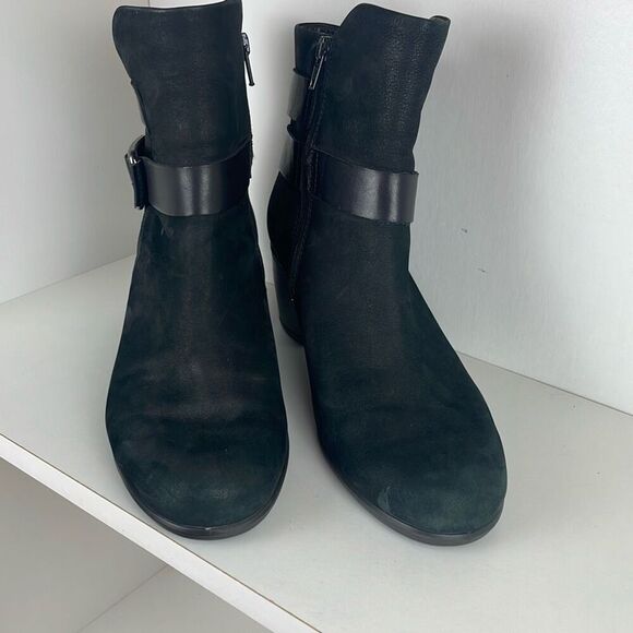 Ecco Black Nubuck Leather Ankle Boots 40 - Picture 5 of 12